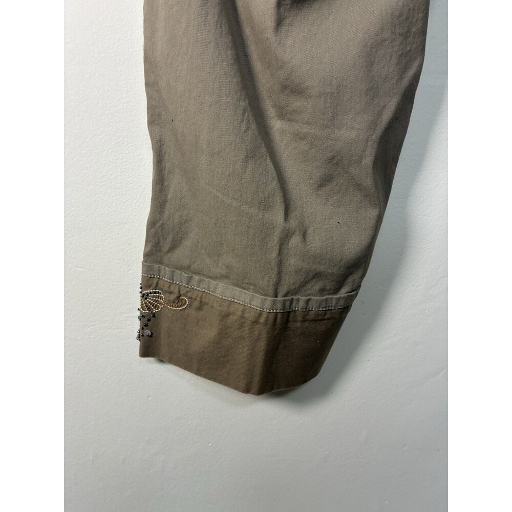 Coldwater Creek Cuffed Capri Embellished Hems Women's Size 16 Beige Pants Boho - Picture 6 of 12
